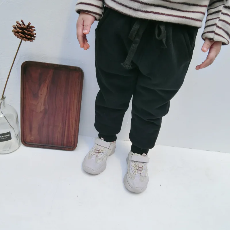

Crawler 2019 Winter New Style 1-2-3-Year-Old Children plus Velvet Trousers Men And Women Children Casual Sweatpants Baby Trouser
