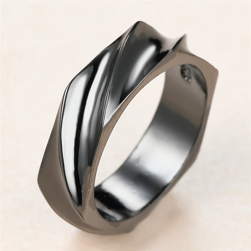 Модные Винтажные нерегулярные кольцо из черного золота геометрические чёрные