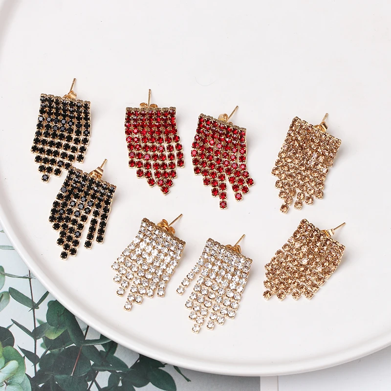 

FASHIONSNOOPS za Glass Earrings For Women Stone Crystal Dangle Drop Earrings Wedding Party Statement Jewelry Bijoux