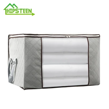 

New Foldable Moisture-Proof Non-Woven Quilt Storage Bag Wardrobe Closet Clothes Organizer Portable Closet Tidy Case - Grey XL/L