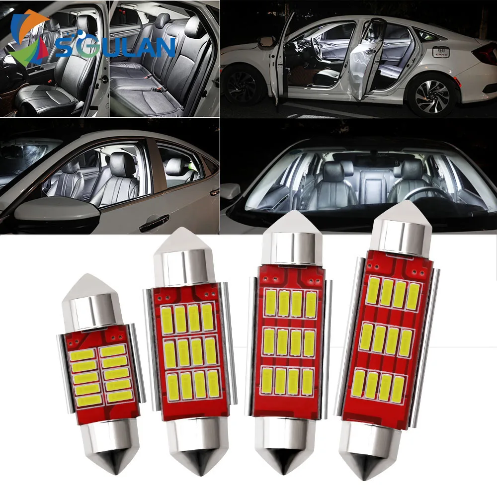 10x31 мм 36 39 42 C5W светодиодный светильник для салона автомобиля 12 SMD CANBUS без ошибок 4014