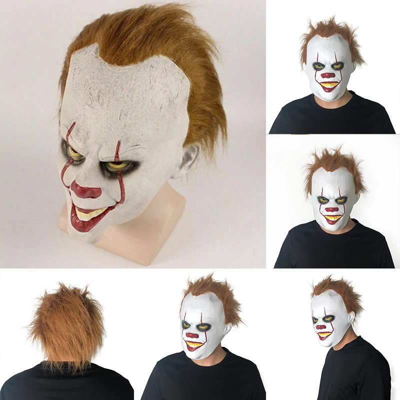 Adult Pennywise IT Clown Deluxe Latex Over Head Halloween Scary Horror