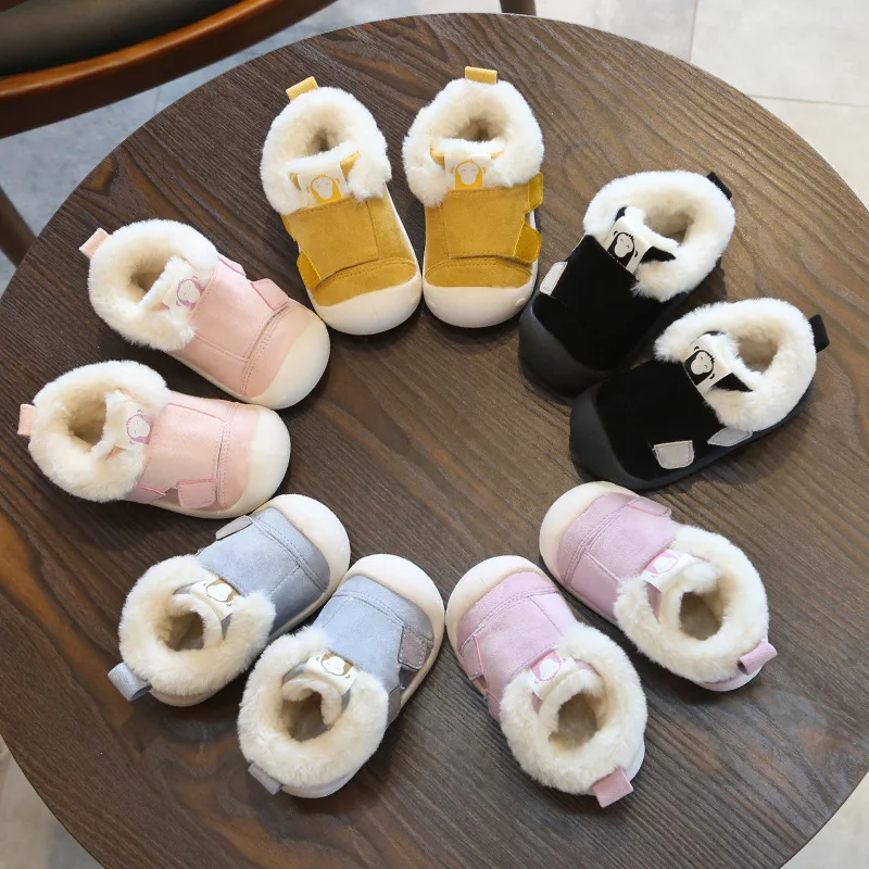 Обувь для новорожденных мальчиков и девочек; зимняя бархатная теплая обувь с мягкой нескользящей подошвой для малышей; кроссовки для малышей; Bebe; ботинки для младенцев