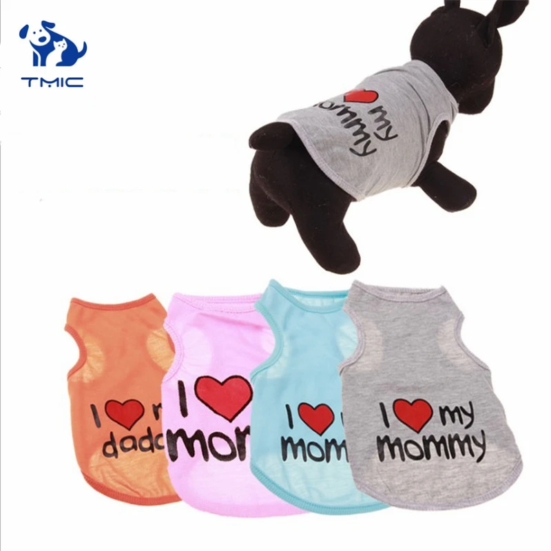 Летняя одежда для собак жилет щенков футболка домашних животных с милым принтом