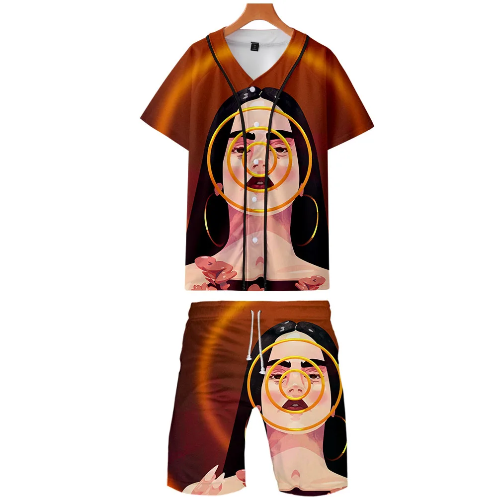 ROSALIA комплект из двух предметов, куртки и шорты Kpop, модная новинка, крутой принт, ROSALIA, бейсбольная куртка, комплект для мужчин, уличная одежда