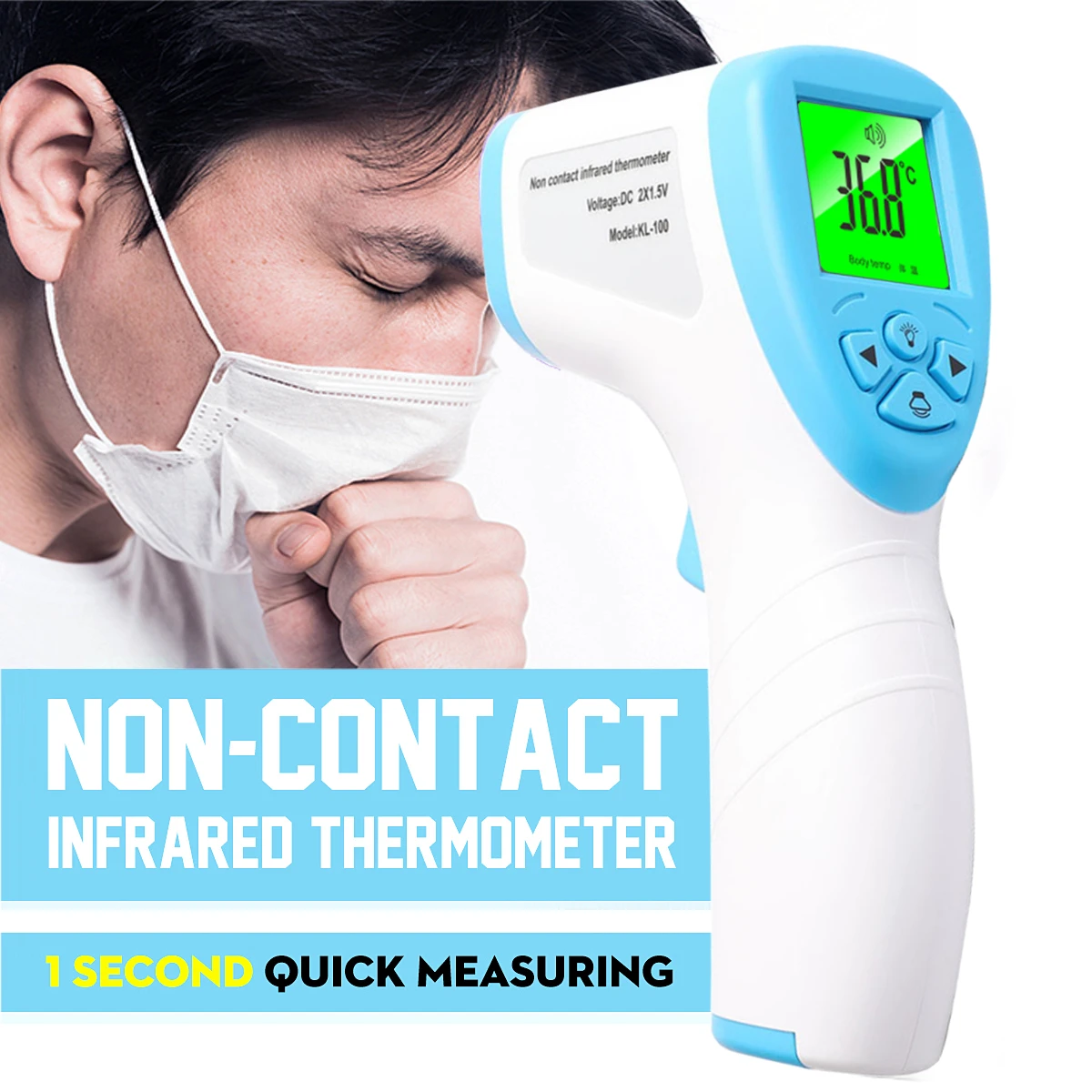

Hot Sale Portable Infrared Digital Thermometer Ear Forehead Tri-color Flash Alarm HD Screen Thermometer Baby Health Management