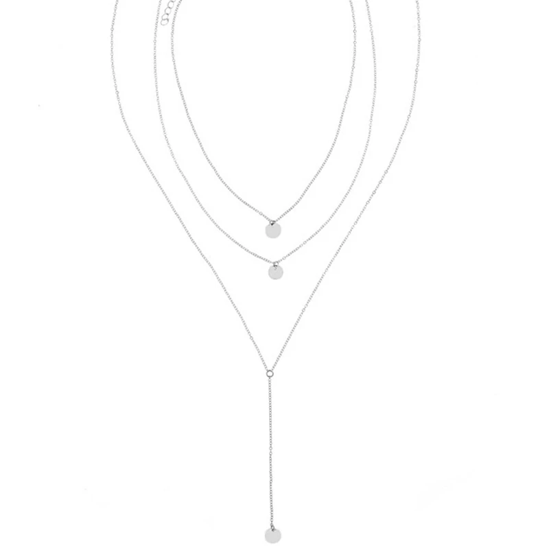SUMENG New Arrival 2021 Fashion Minimalist Round Disco Coin Chain Necklace Pendant Dainty Sequins Multi Layers Necklaces Women - Image 3