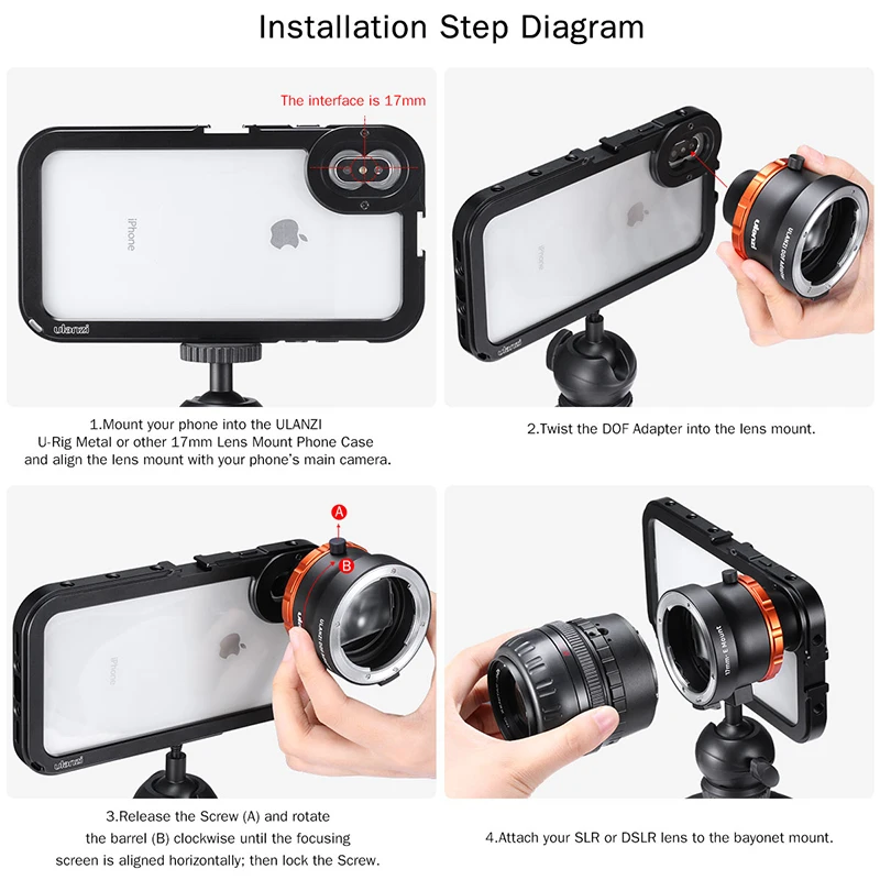 Ulanzi DOF E Mount DSLR Camera Full Frame Lens Adapter Cage for iphone 11 Pro Max Smartphone SLR/DS