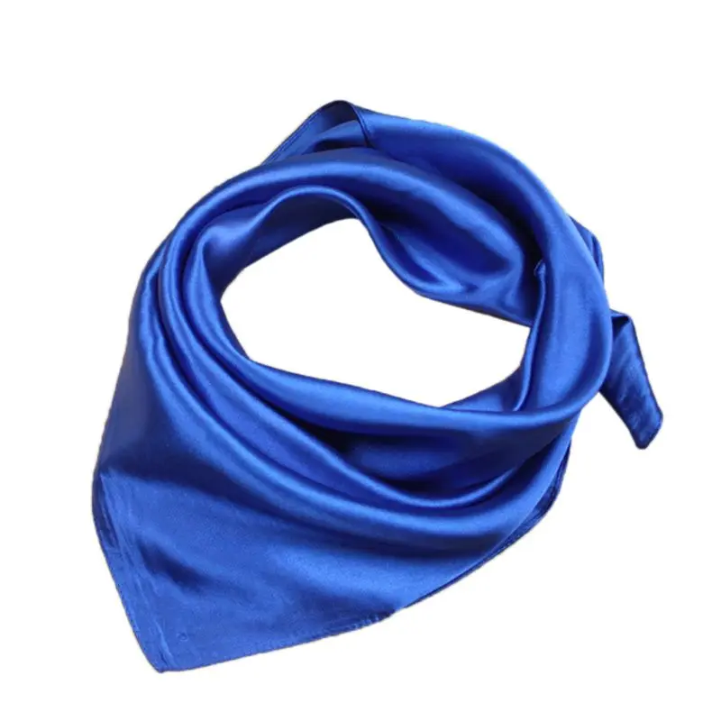Deep Blue 60x60 см, женский весенний шарф унисекс из искусственного шелка, квадратный шарф для шеи, Одноцветный, для офиса, для девушек, носовой платок, для выступлений, повязки на голову, 12 цветов - Цвет: Deep Blue