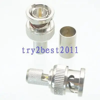 

DHL/EMS 50 Sets 1pce Connector BNC plug pin Window crimp RG5 RG6 5D-FB LMR300 straight 75ohm -C1