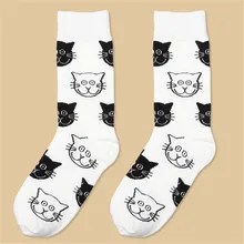 Kawaii/женские носки; зимние модные повседневные теплые носки с принтом сумасшедшего кота; забавные Женские носочки; Calcetines Mujer