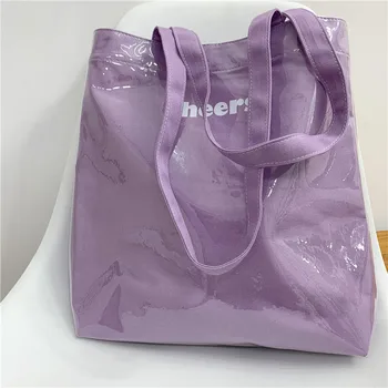 

South Korea Mass Shoulder Book Bags Jelly Canvas Bag Magnetic Snap Shopping Bag Lettered Bags Female INS Casual Wind