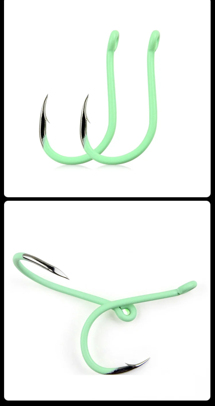 Description Picture 2 of item10pcs Luminous Fishing Barbed Hook Bend Mouth Triangular Fast Attack Super Needle Point Fishhook Black Seabream Bass Japan Hooks