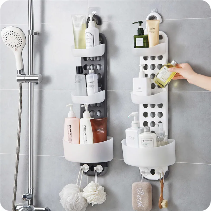 Shelf Bathroom wall wash rack bathroom shower drain storage rack Supplies Storage Rack Plastic DIY Shower Organiser Holder Tidy