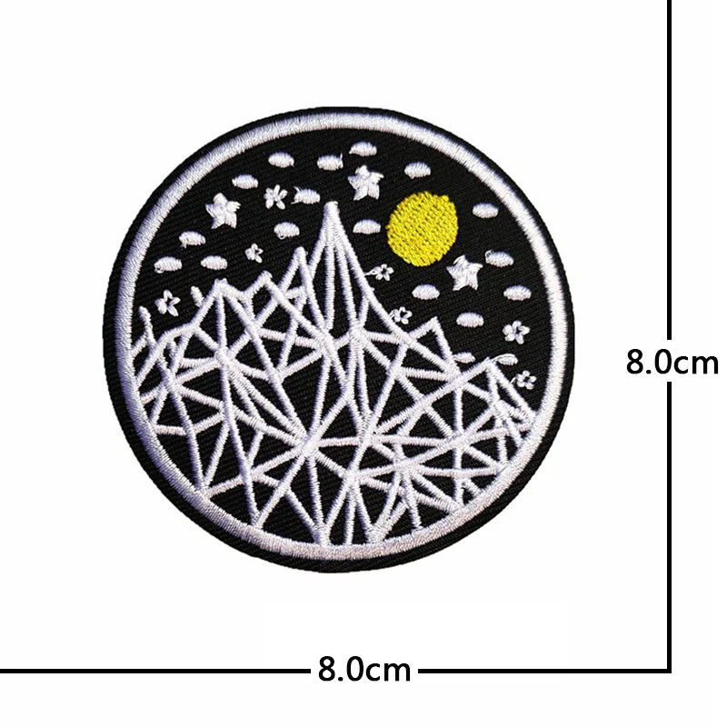 Punk SKULL Black Clothes Patch Round Label Iron on badges Embroidered Stickers Applique for Jacket Jeans Cloth Decoration