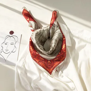 

Real 100% Silk Luxury Women Scarf 2020 Spring square NeckerChief office lady scarves 53*53cm shawls For Elegant Female Scarfs