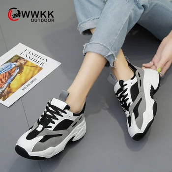 

WWKK Autumn Women Wedge Platform Sneakers Mesh Cushion Walking Shoes Comfortable Tennis Outdoor Sports Shoes zapatos mujer 2019