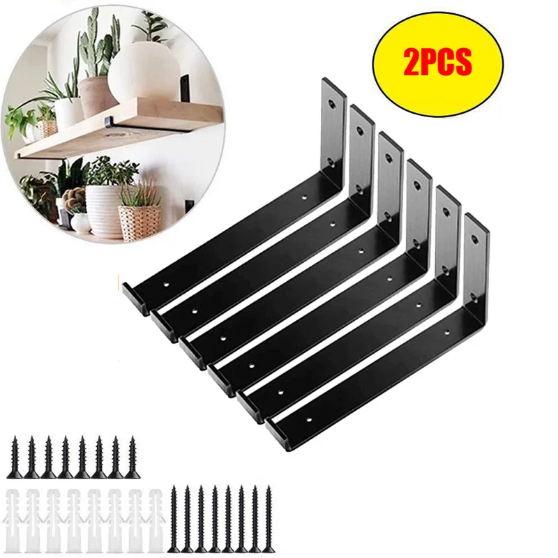 2Pcs Heavy Duty Wooden Wall Mounting Iron Shelf Support Goods Shelves Bookshelf  Rod Holder Furniture Hadron Accessories Stanley