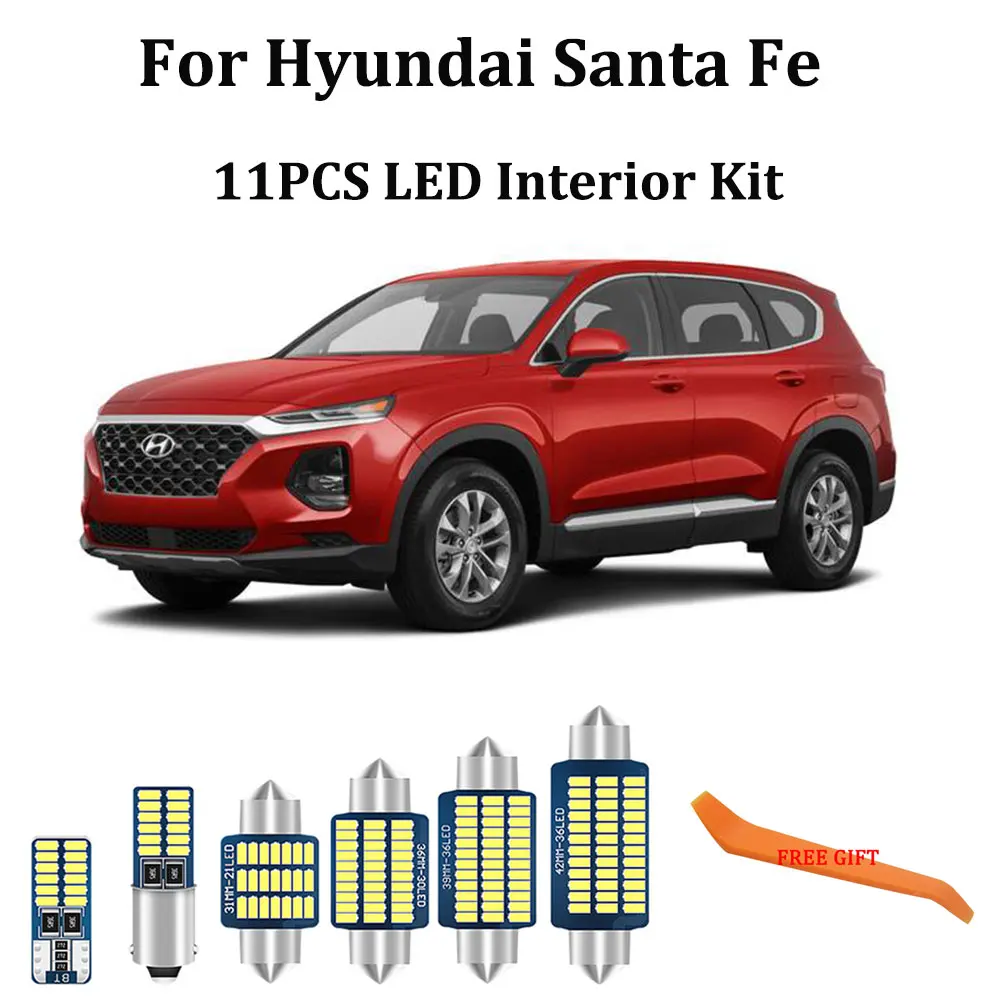 11X белые светодиодные с Canbus салона комплект ламп для Hyundai Santa Fe 2013 2014 2015 2016 2017 2018 2019