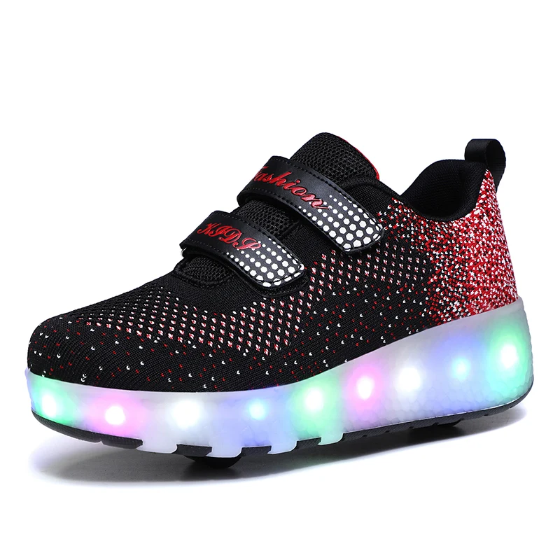 Heelys USB зарядка светодиодный Красочные Дети Мода кроссовки с два колеса роликовые коньки обувь для мальчиков и девочек