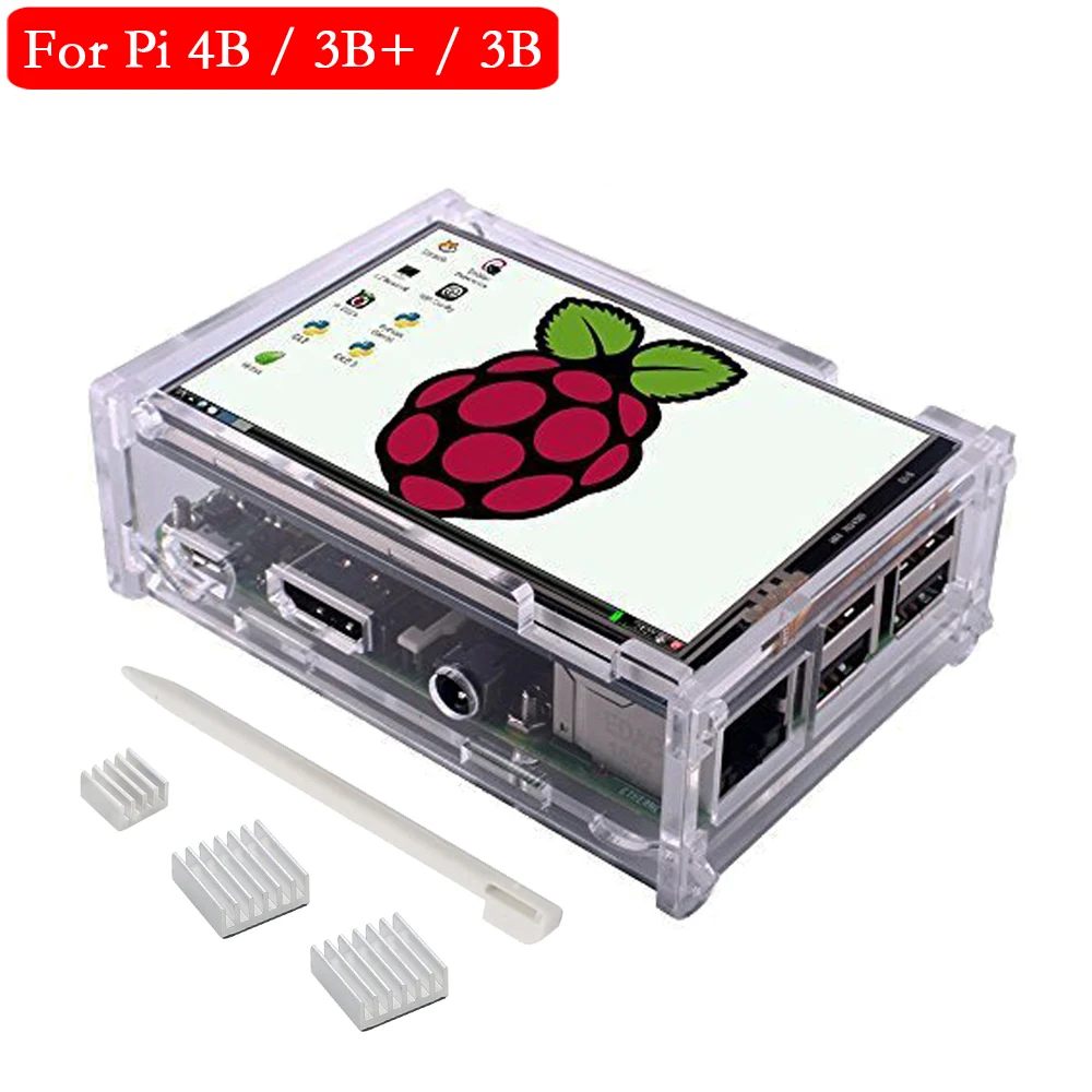 

Raspberry Pi 4 Touch Screen 3.5 inch TFT Display 480*320 LCD Monitor with Acrylic Case Aluminum Heat Sink for Raspberry Pi 3 3B+
