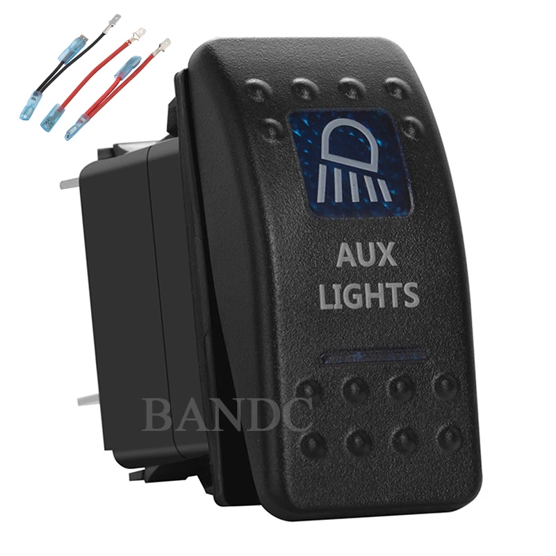 

AUX LIGHTS 5Pins On-Off SPST Blue Led Toggle Switch for ARB/Carling/NARVA 4x4 Style，12V 20A 24V 10A，Jumper Wires