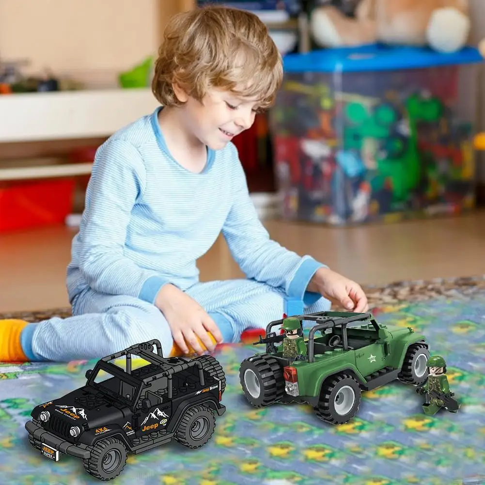 Сборные строительные блоки детские игрушки для J772 Wrangler Jeep военный автомобиль внедорожник бой строительные блоки игрушки
