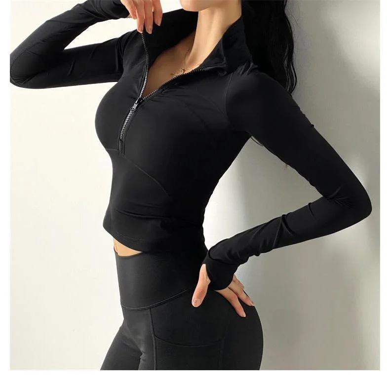 Yoga Crop Top Yoga Fashion Top Cappotto A Maniche Lunghe Cardigan Da Corsa Top Deportivo Mujer Camisetas