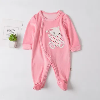 

Autumn Winter Baby Girls Boys Newborn Rompers Cute Cartoon Bear Pattern Velvet Comfortable Warm Jumpsuit Romper For Toodler