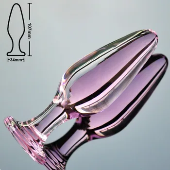 Pink Crystal Butt Plugs Set Pyrex Glass Anal Dildo Ball Bead Fake Penis Female Masturbation Sex Toy Kit for Adult Women Men Gay 3