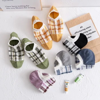 

Lovely Women Socks Thin Ladies Plaid Sock Colorful Unisex Ankle Casual Cotton Sox Girls Spring Summer Korean Trendy Skarpetki