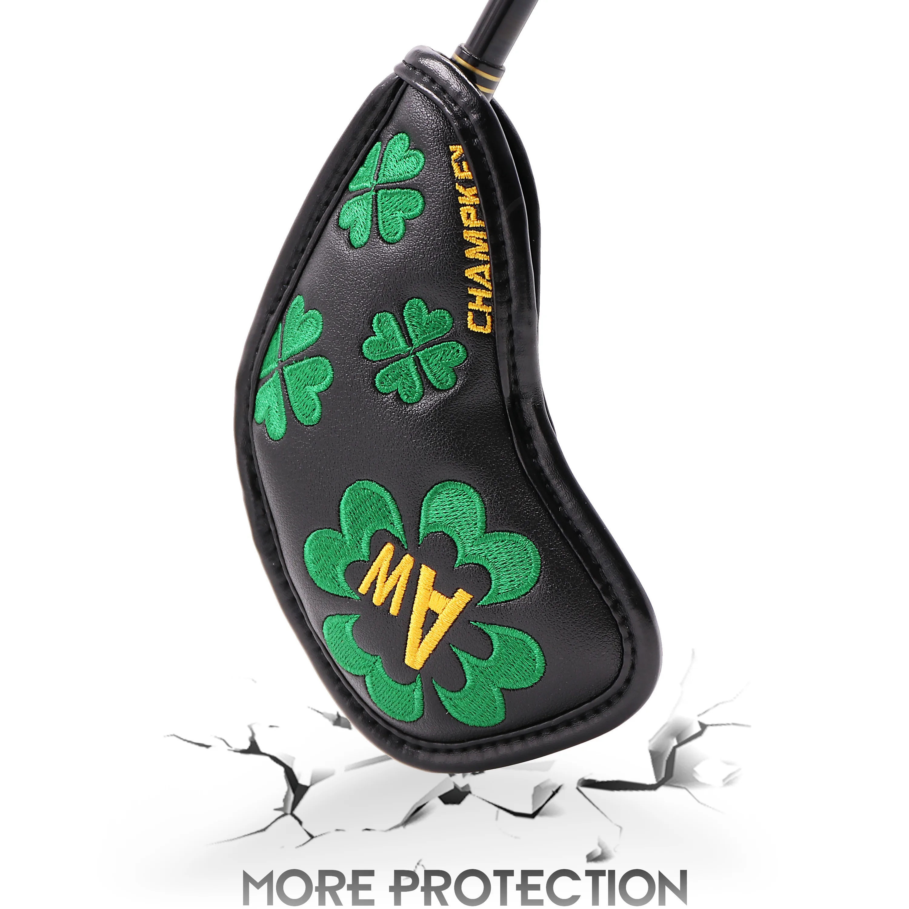 Чехол накладка на голову для гольфа из искусственной кожи с изображением клевера