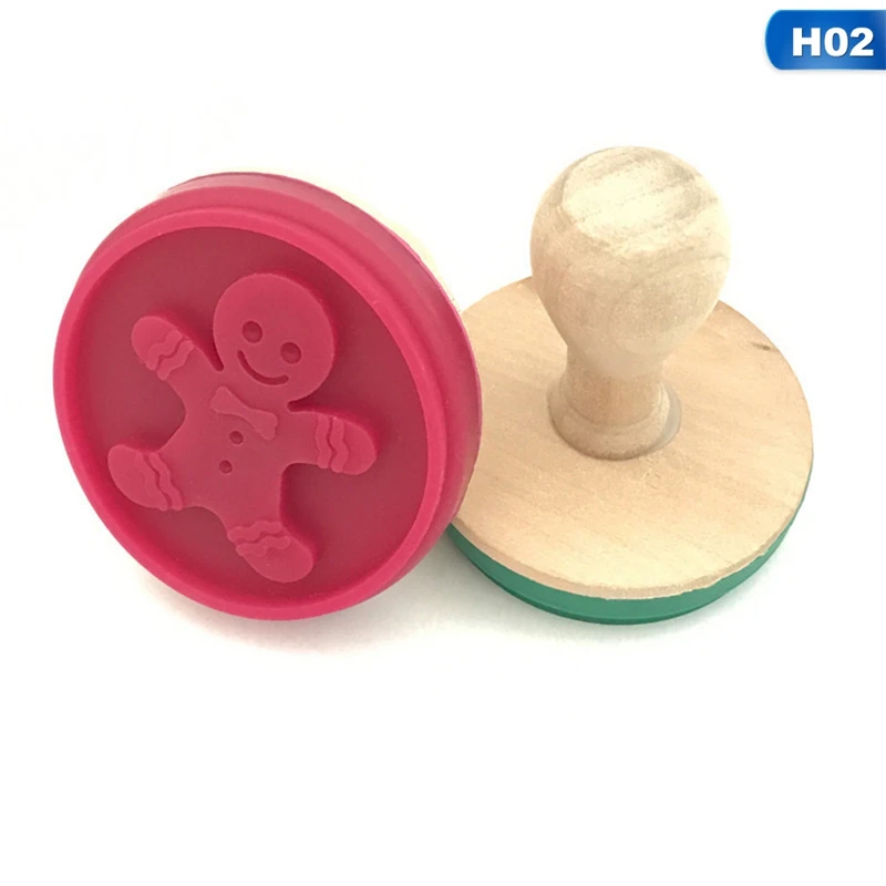 2 Силиконовый штемпель для печенья резак DIY Печенье Торт Формочки для печенья с деревянной ручкой домашние печатные формы выпечка печенья инструменты - Цвет: 2