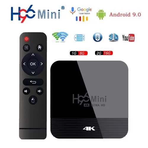 

H96 Mini H8 Smart Android TV Box Android 9.0 RK3228A Penta-Core 2GB 16GB USB 3.0 4K 3D HDR 2.4G/5G Wifi Set Top Box mini box