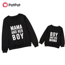 PatPat New Arrival 2021 Spring and Autumn Letter Print Matching Sweatshirts Black and Gray for Mom and Me Family Look Tops
