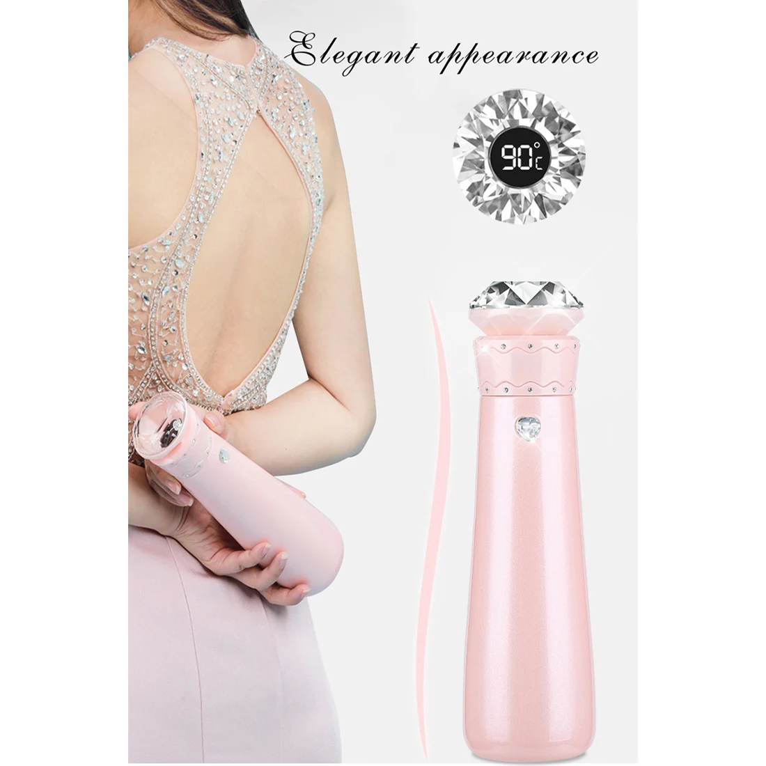 

7 Layers Smart Vacuum Flasks Diamond LED Digital Thermoses Stainless Steel Insulated Water Bottle Crystal Elegant Gift for Her