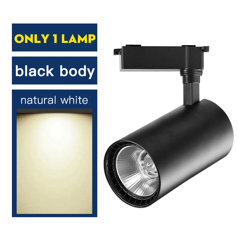 Black Neutral White Светодиодные трековые светильники 220 В COB трековая лампа Осветительная Арматура 12 Вт 20 Вт 30 Вт 40 Вт прожекторы рельсовые потолочные светильники для магазина одежды для дома спальни - Испускаемый цвет: Black Neutral White