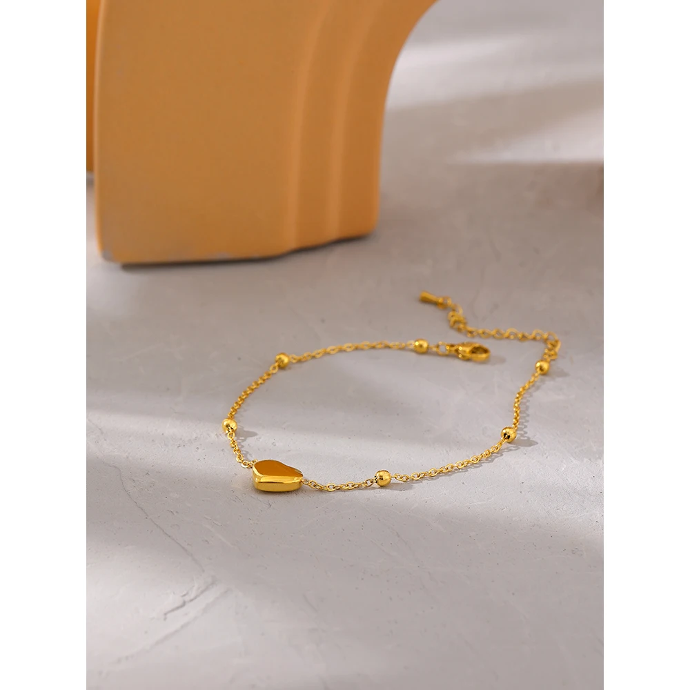 Ankle Chains Stylish Chain Bead Heart Stainless Steel Metal Anklet Summer Barefoot Beach Golden On Foot Charm Jewelry