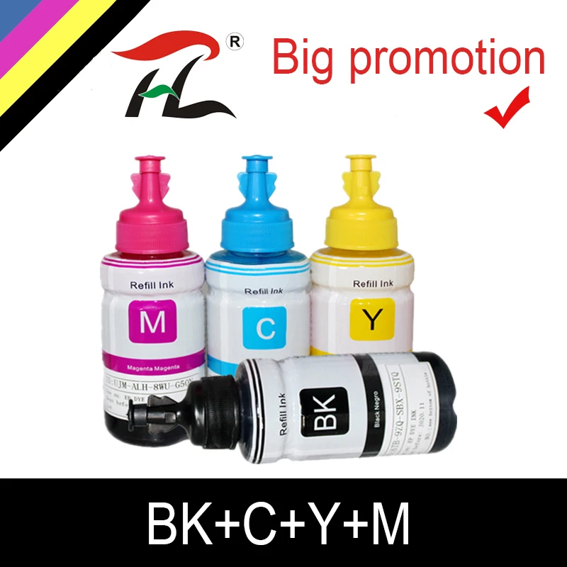 

HTL 4PK 70ml dye ink refill ink compatible for epson L200 L210 L222 L100 L110 L120 L132 L550 L555 L300 L355 L362 printer ink