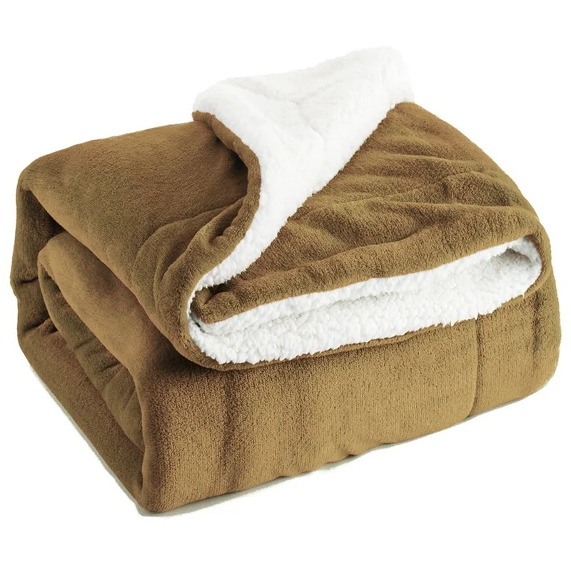 130*160 см бархатное одеяло из овечьей шерсти, толстое Двухслойное Фланелевое зимнее одеяло, плед на диван, покрывало для кровати