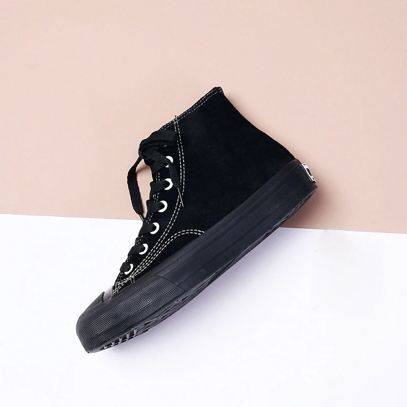 Черный Winter Plush High-Top Women Canvas Shoes Comfortable Flat Warm Breathable Flock Shoes Winter New Fashion Trendy Shoes Women - Цвет: Черный