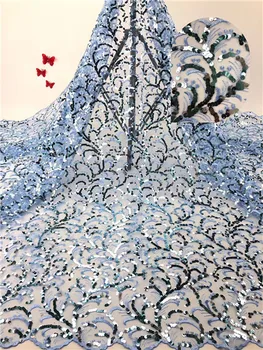 

African Lace Fabric 2019 High Quality For Women Velvet Lace Nigerian French Sequins Lace Material 5 yard