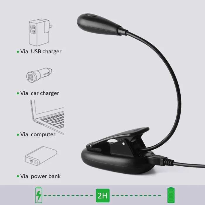Мини клип на лампа для чтения книг USB быстрая зарядка 4000K 7 светодиодный светильник_ WK