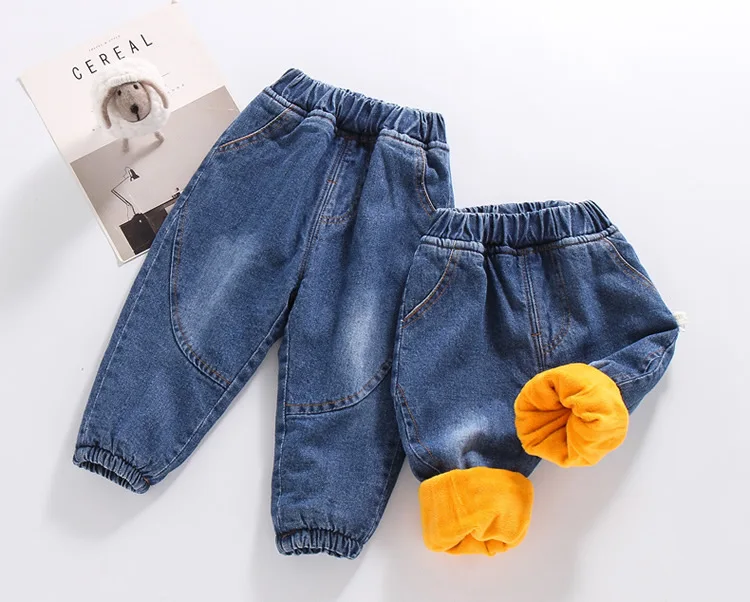 BOY'S Autumn And Winter New Style Baby Cowboy Loose Pants GIRL'S Korean-style Elastic Closing Brushed And Thick Trousers