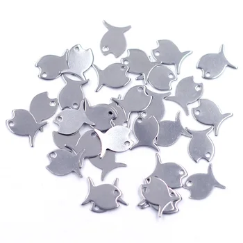 

100Pcs Pendants Stainless Steel Fish Blank Stamping Tags Charms Silver Tone Jewelry Making 12x15mm