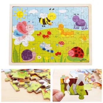 

Fancyqbue Cartoon Animal Jigsaw Wood Unisex Common Cartoon Wooden Baby Early Childhood Jigsaw Puzzle Educational Toys Puzzle