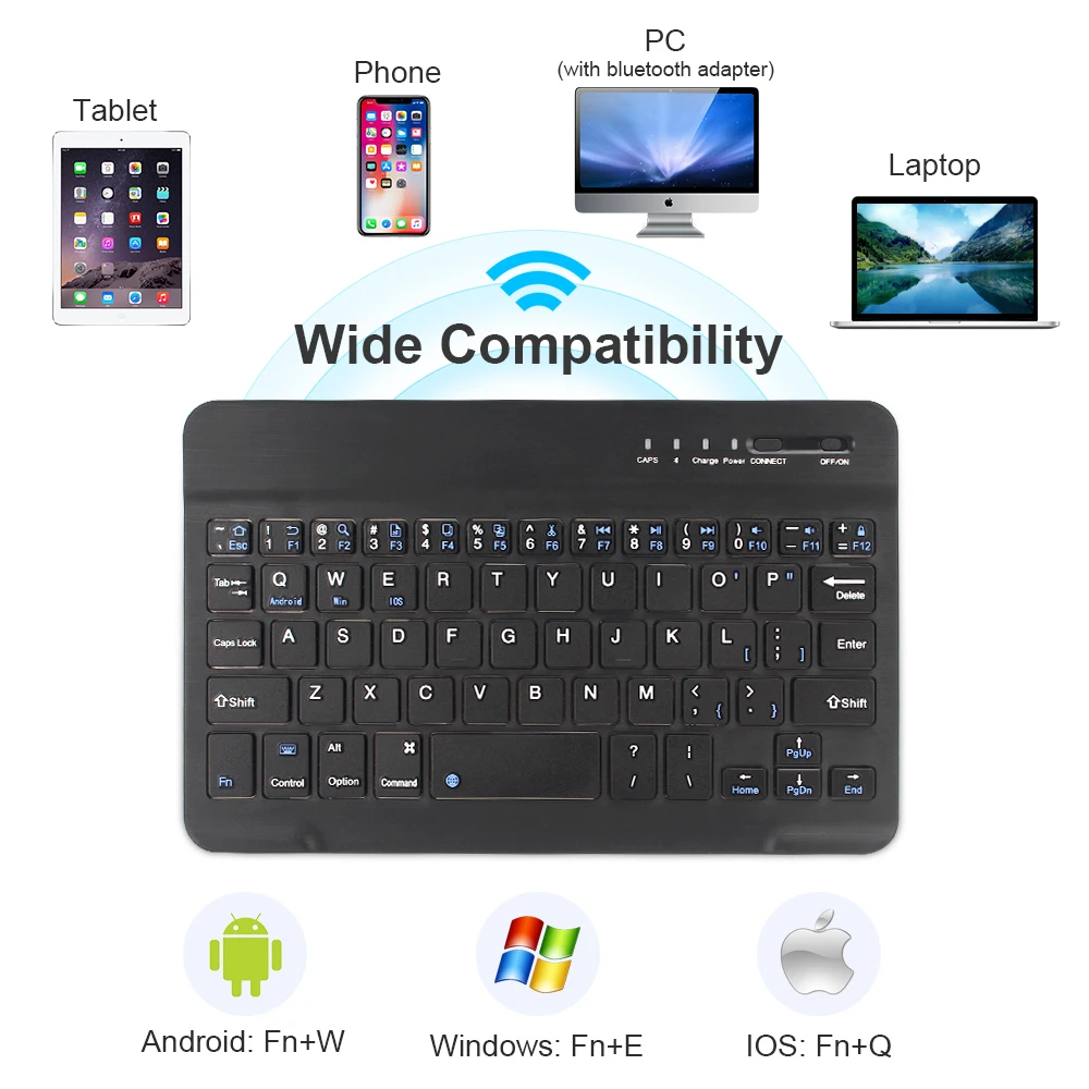 Мини Беспроводная клавиатура Bluetooth клавиатура для ipad телефона планшета резиновые колпачки перезаряжаемая клавиатура для Android ios Windows