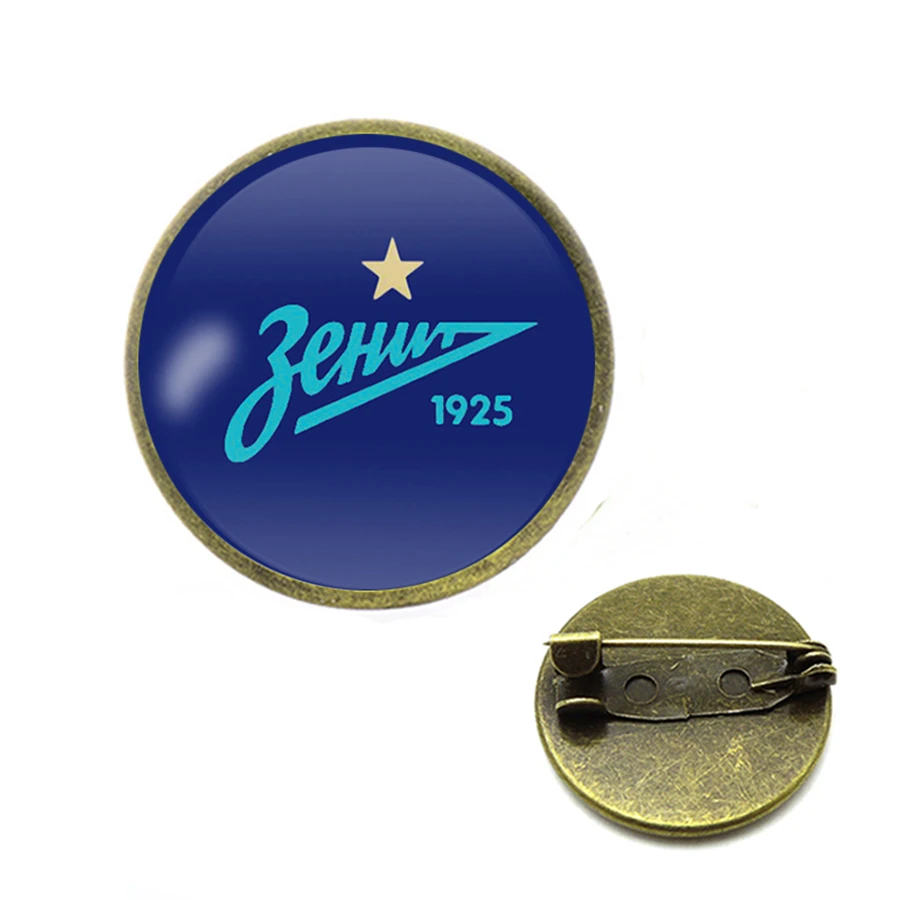 customize FC Zenit Saint Brooches Russia Football Team Symbol Soccer LOGO 20mm Glass Cabochon Collar Pins For Fans Gift | Украшения и