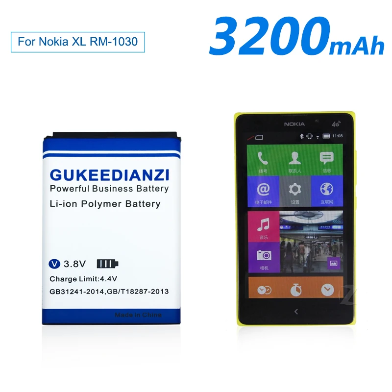 GUKEEDIANZI телефон батарея BN-02 для Nokia XL 4G RM-1061 RM 1061 RM-1030 RM-1042 3200 мАч Высокое качество замена батареи
