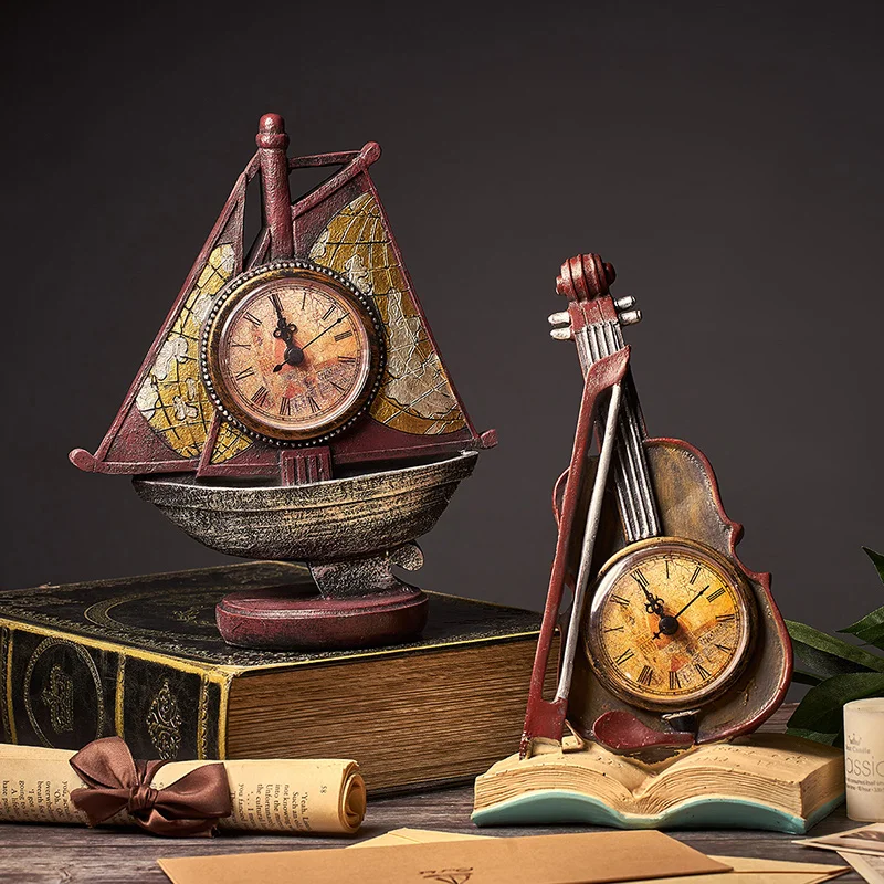 

Retro Clock Desktop Crafts Home Decoration Study Room Office Personality Electronic Clock Ornaments Table Clock Nostalgic Decor